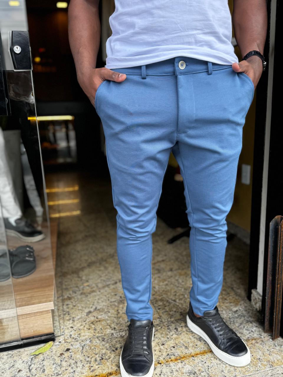 Calça Slim em Moletim com Elastano – Corte Alfaiataria