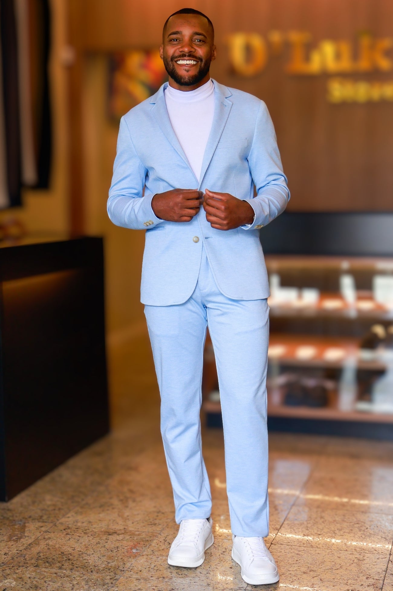 Costume Slim com Elastano Inteligente Azul Claro