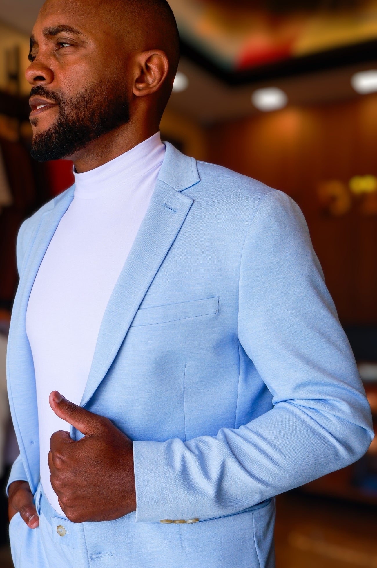 Costume Slim com Elastano Inteligente Azul Claro