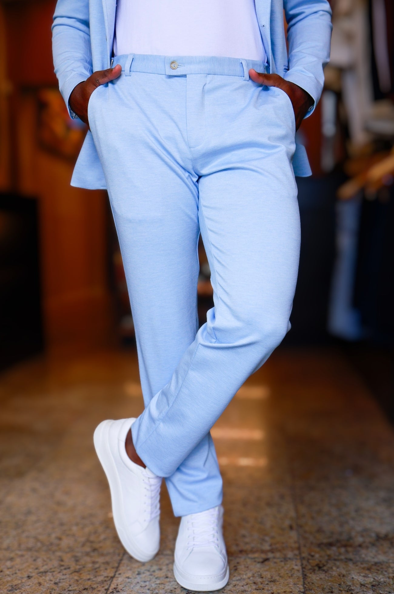 Costume Slim com Elastano Inteligente Azul Claro