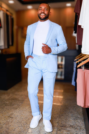 Costume Slim com Elastano Inteligente Azul Claro