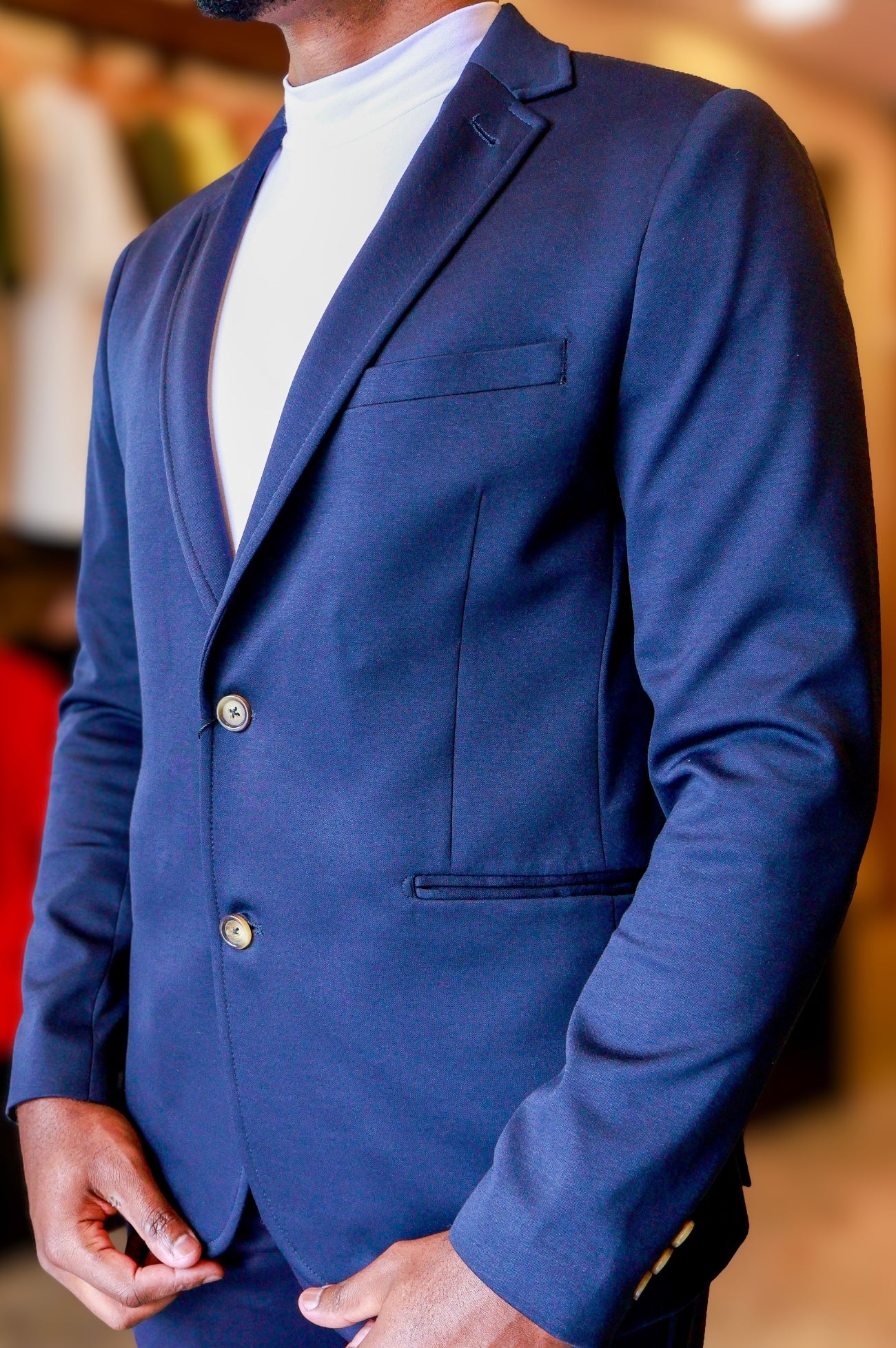 Costume Slim com Elastano Inteligente Azul Marinho