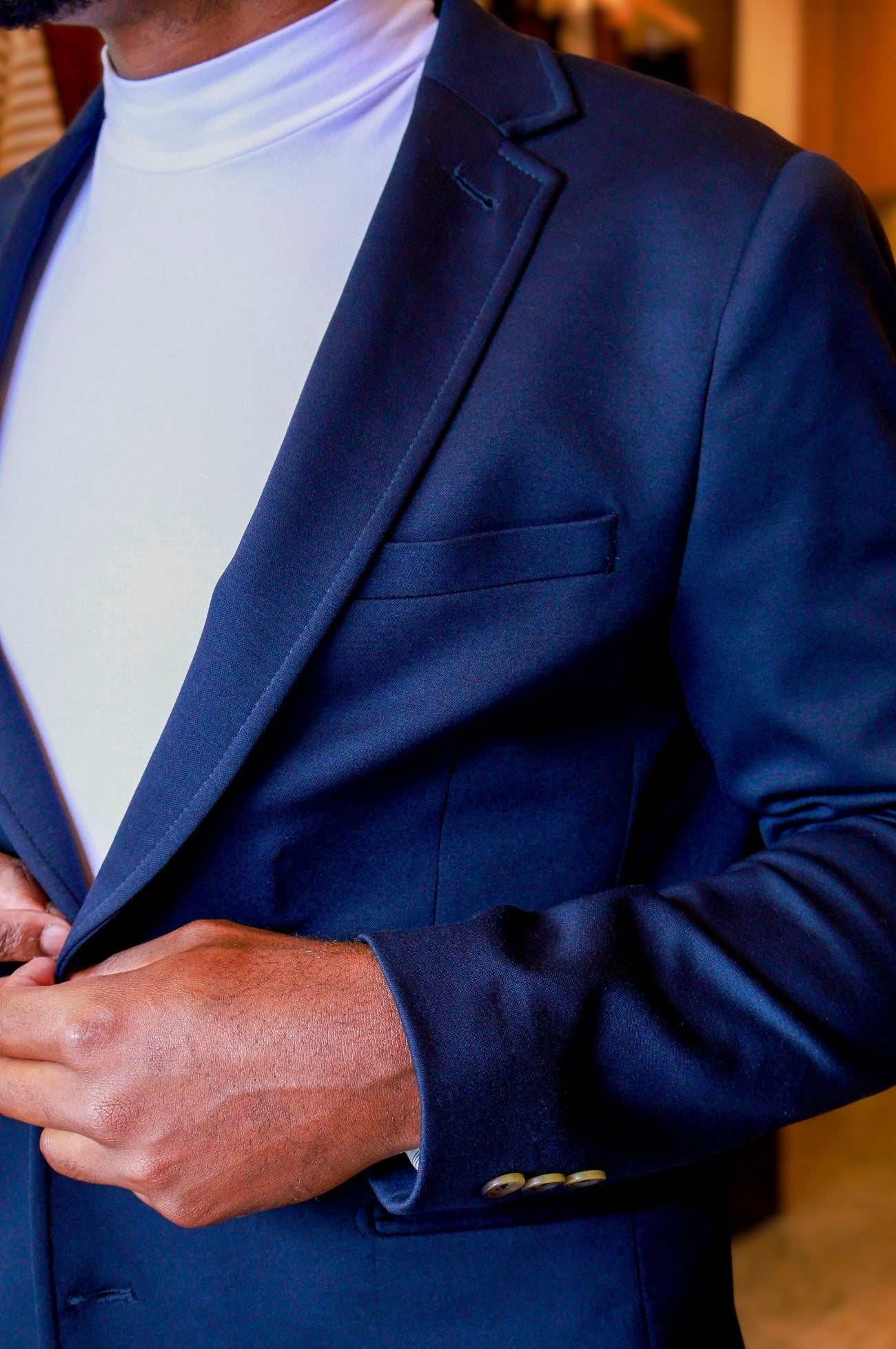 Costume Slim com Elastano Inteligente Azul Marinho