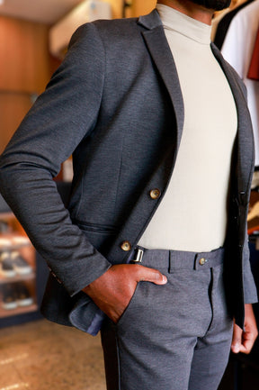 Costume Slim com Elastano Inteligente Chumbo