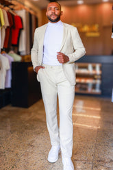 Costume Slim com Elastano Inteligente bege