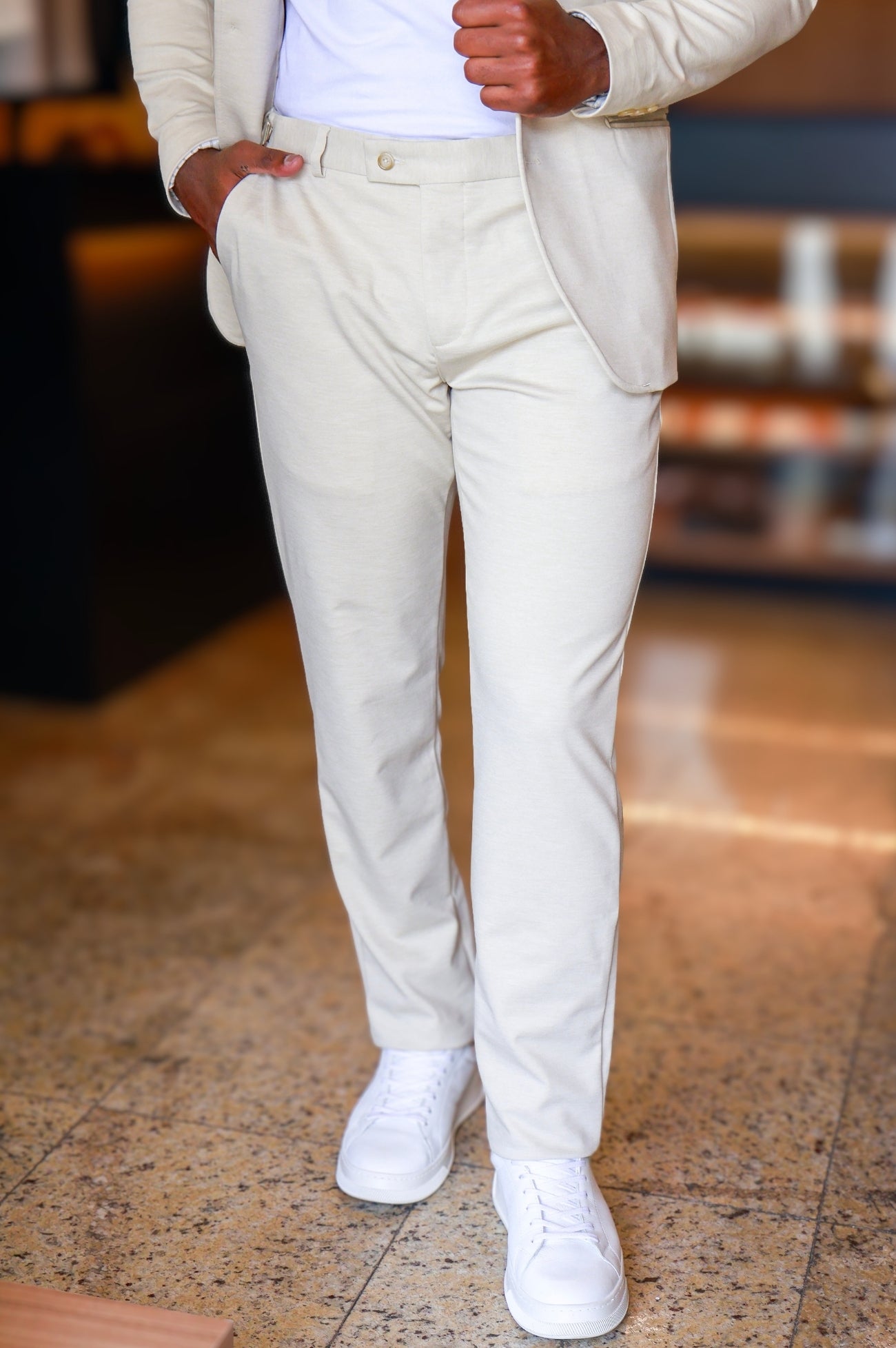 Costume Slim com Elastano Inteligente bege
