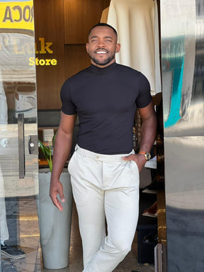 Blusa Masculina Gola Alta Slim em Algodão Premium e Elastano