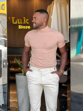 Blusa Masculina Gola Alta Slim em Algodão Premium e Elastano