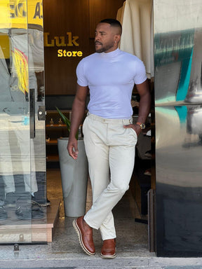 Blusa Masculina Gola Alta Slim em Algodão Premium e Elastano