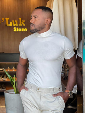 Blusa Masculina Gola Alta Slim em Algodão Premium e Elastano