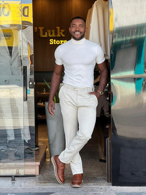 Blusa Masculina Gola Alta Slim em Algodão Premium e Elastano