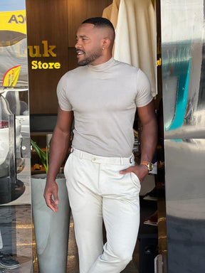 Blusa Masculina Gola Alta Slim em Algodão Premium e Elastano