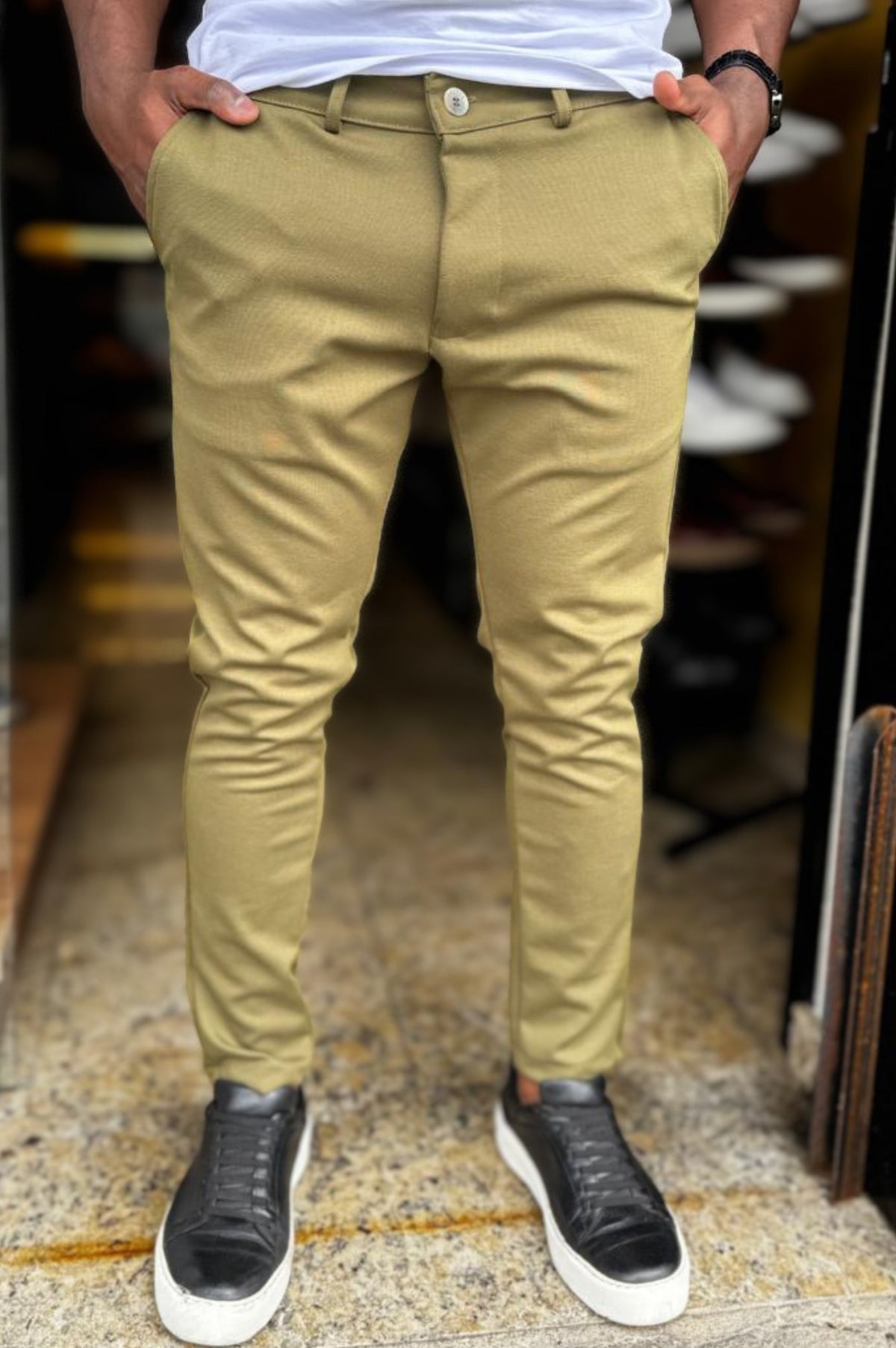 Calça Slim em Moletim com Elastano – Corte Alfaiataria