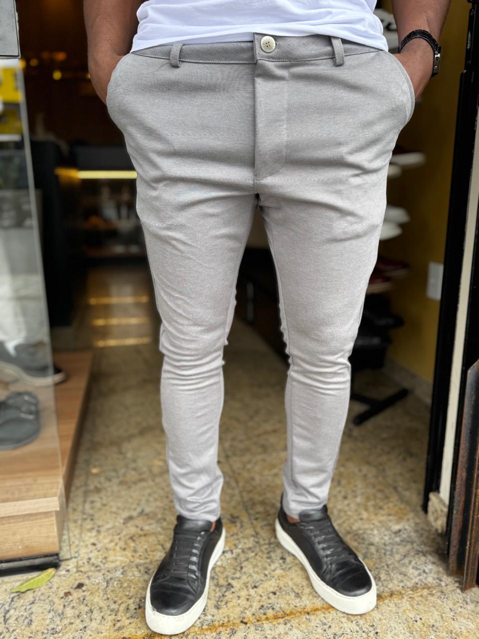 Calça Slim em Moletim com Elastano – Corte Alfaiataria