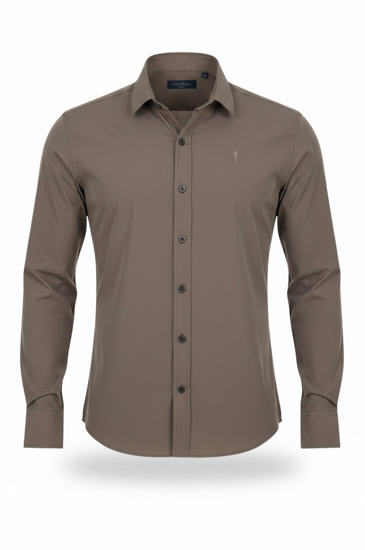 Camisa Social Slim Dry Fit com Elastano Cinza