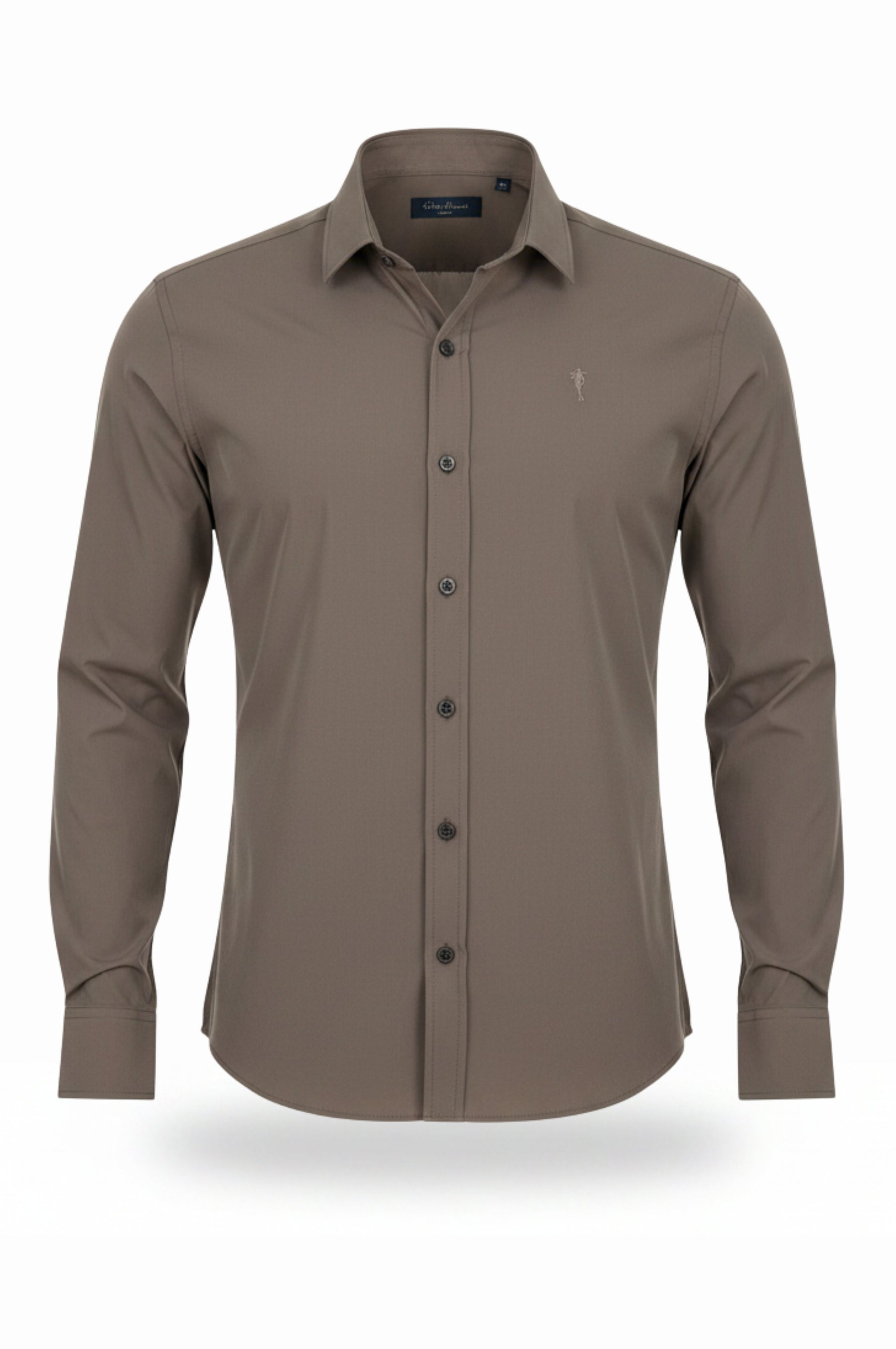 Camisa Social Slim Dry Fit com Elastano Cinza