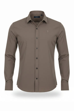 Camisa Social Slim Dry Fit com Elastano Cinza