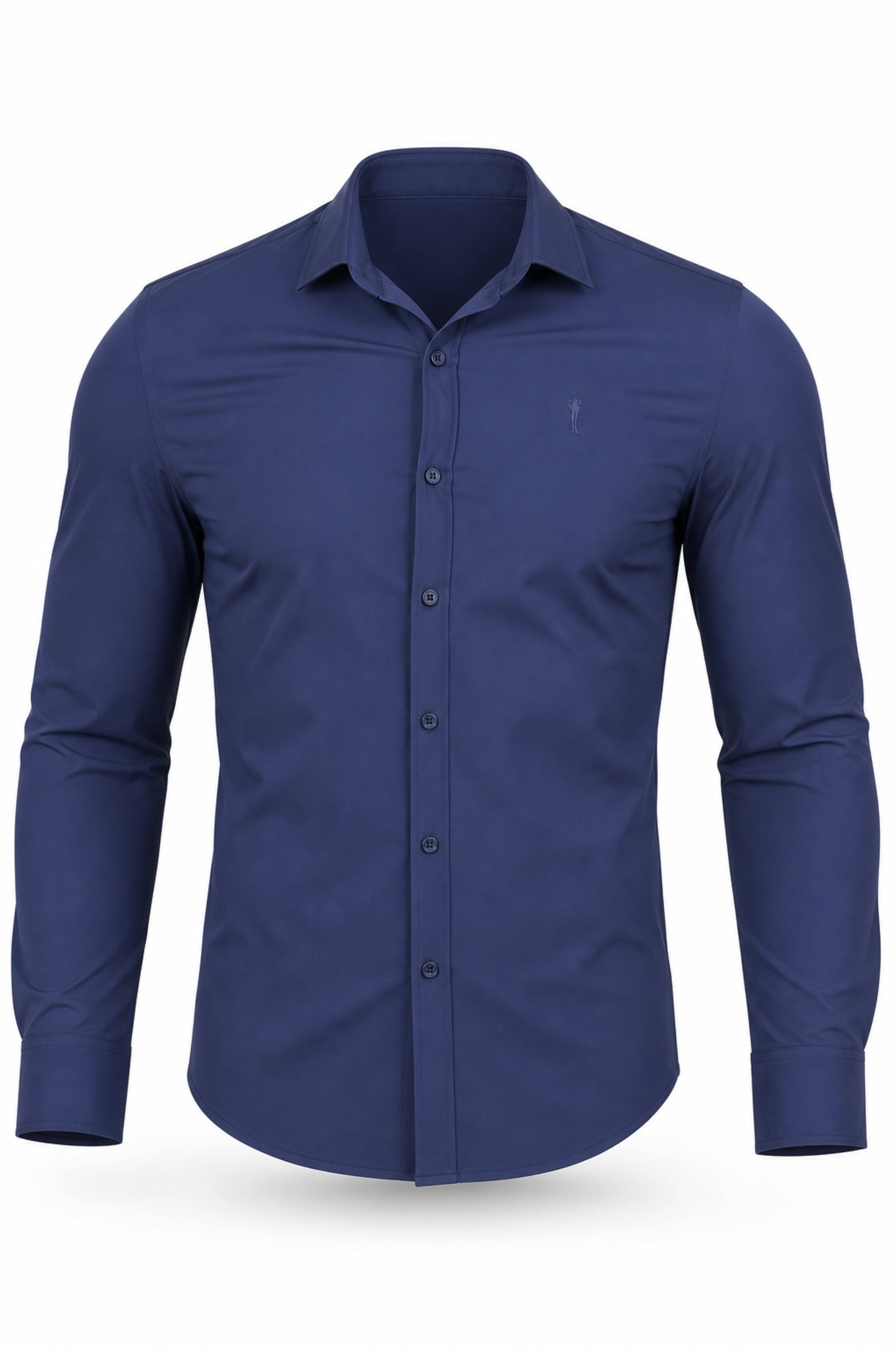 Camisa Social Slim Dry Fit com Elastano Azul Marinho
