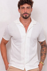 Camisa de botão texturizada respirável