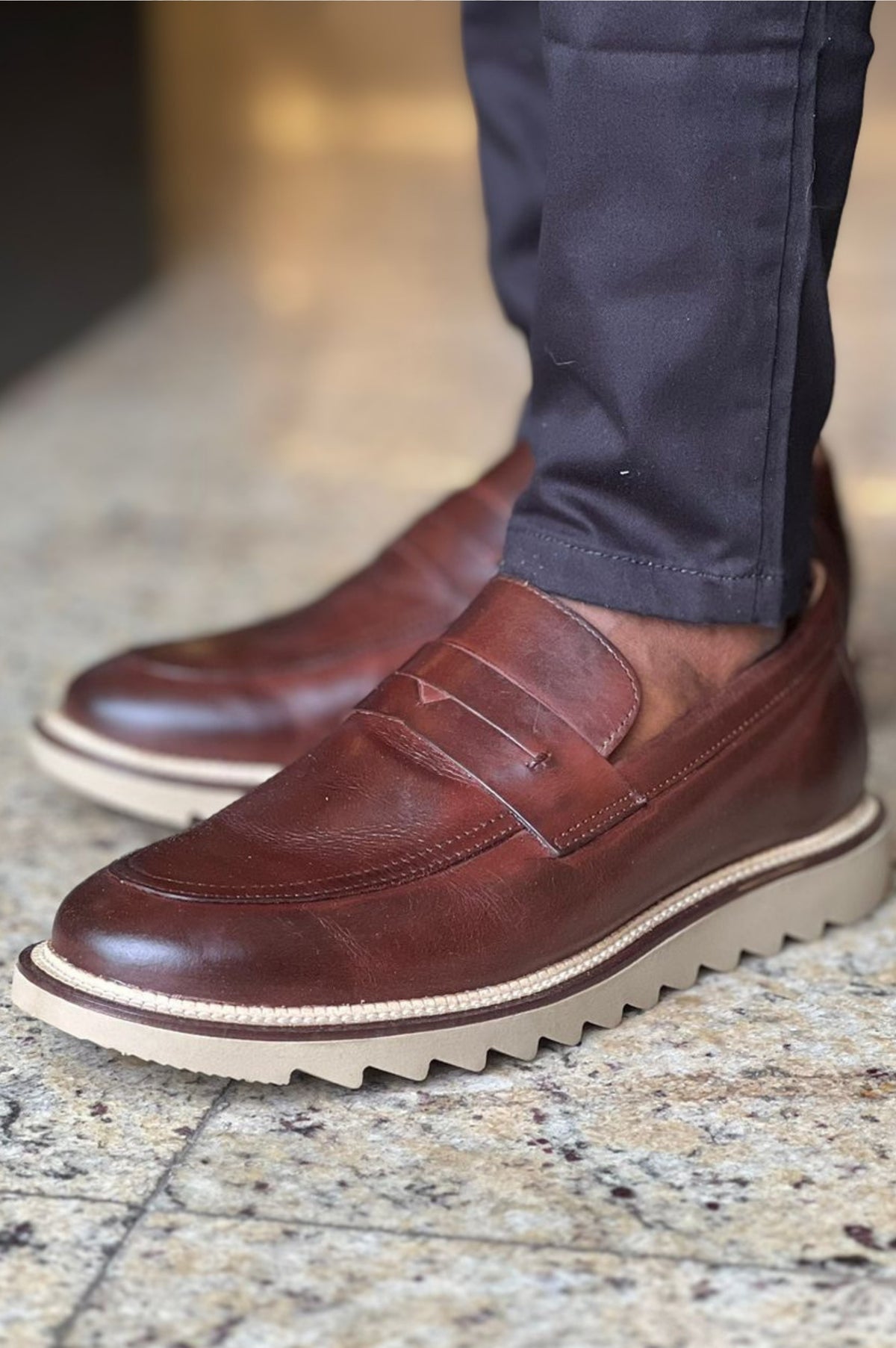 Loafer Tratorado em Couro Marrom