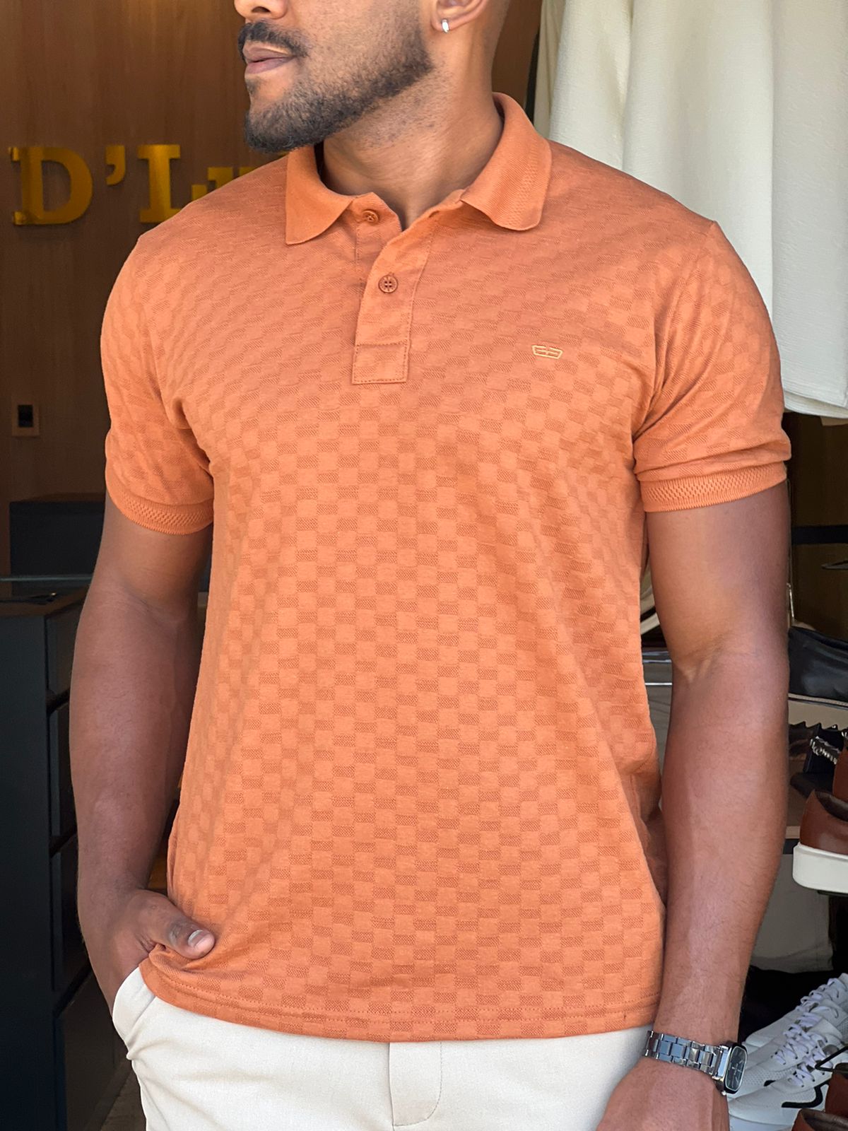 Polo Masculina Texturizada