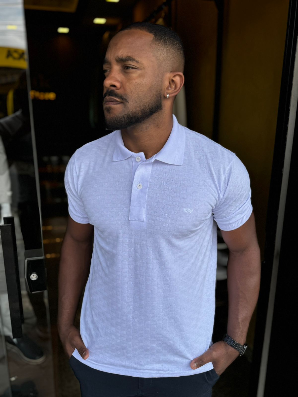 Polo Masculina Texturizada