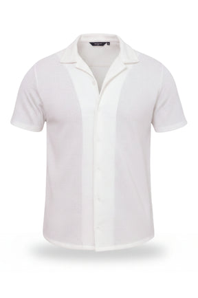 Camisa de botão texturizada respirável