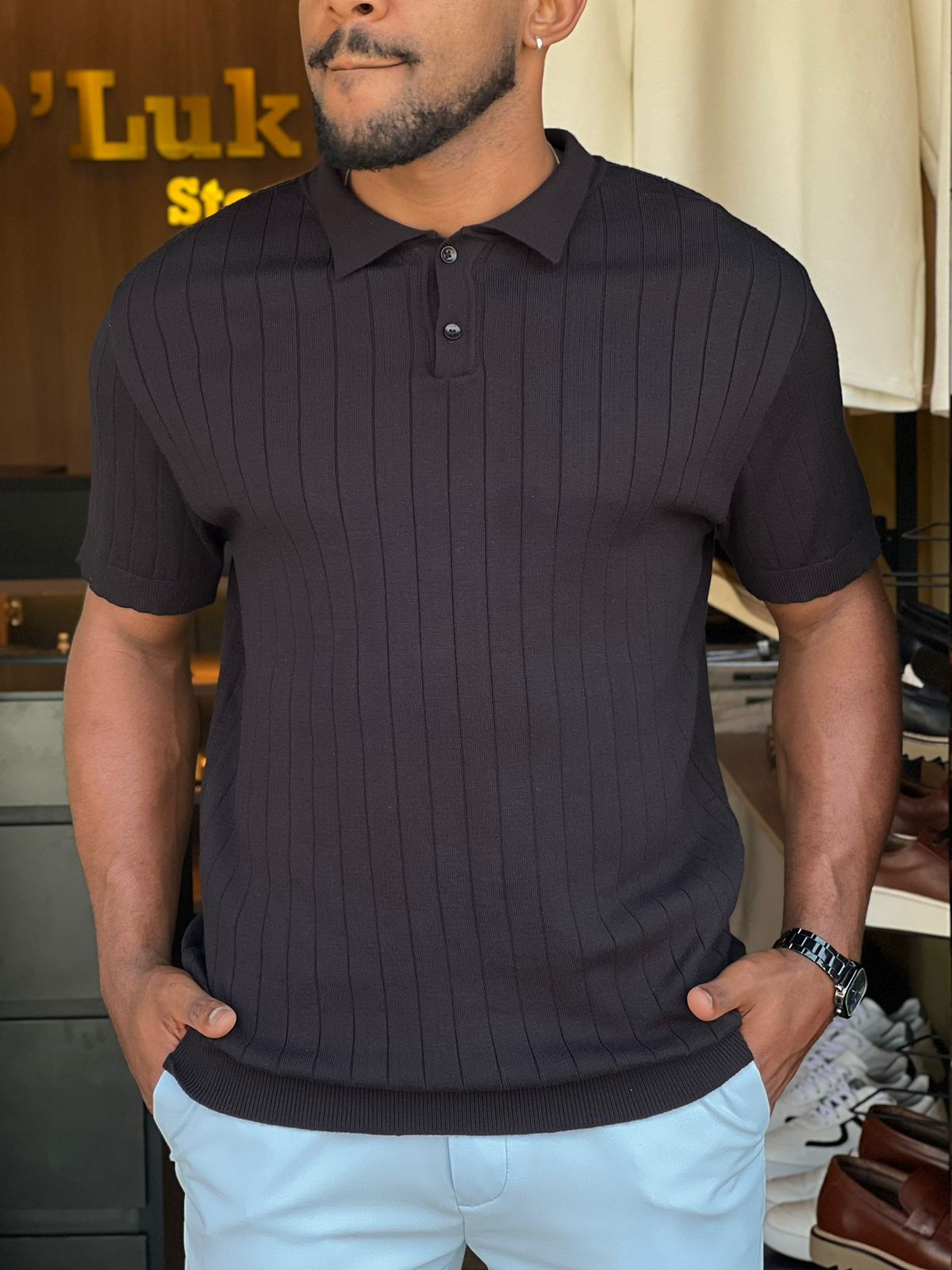 Blusa Polo Italiana Lã Penteada Texturizada